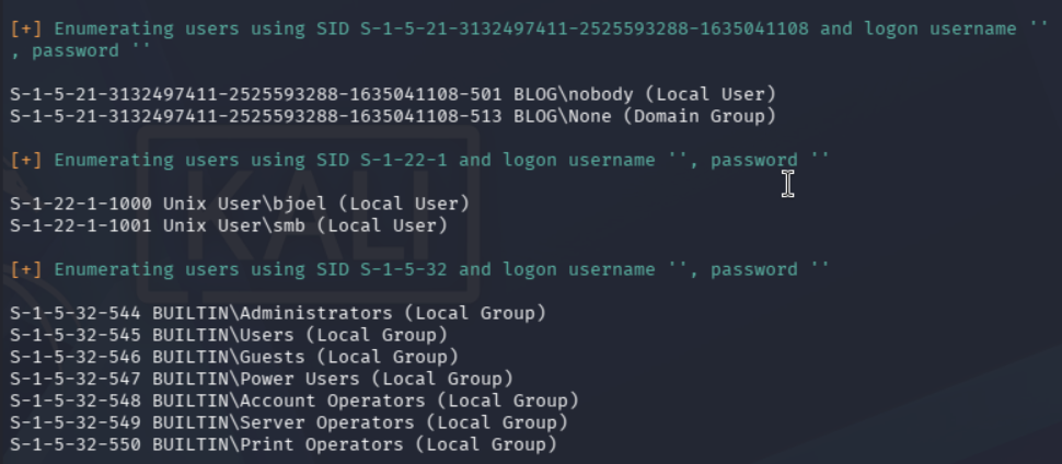 Enumeración de usuarios por Samba con enum4linux